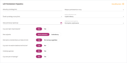 Kalkulator OC wygląd interfejsu